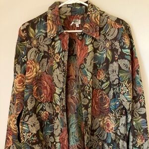 Brown floral cottage core light weight jacket. Size Large.